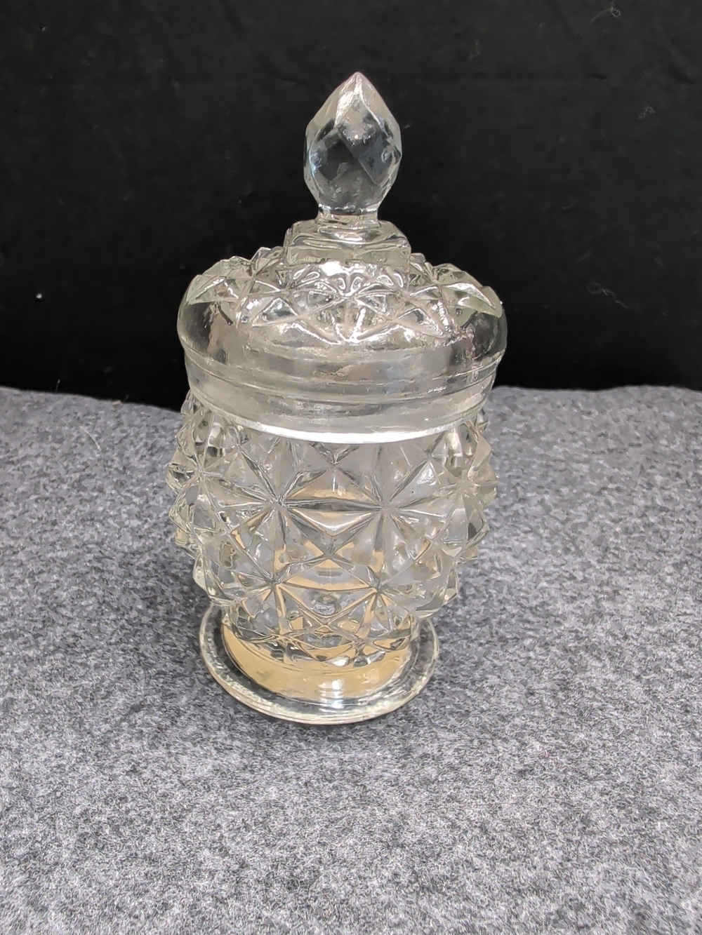 Avon Crystal Facet Press Glass Jar